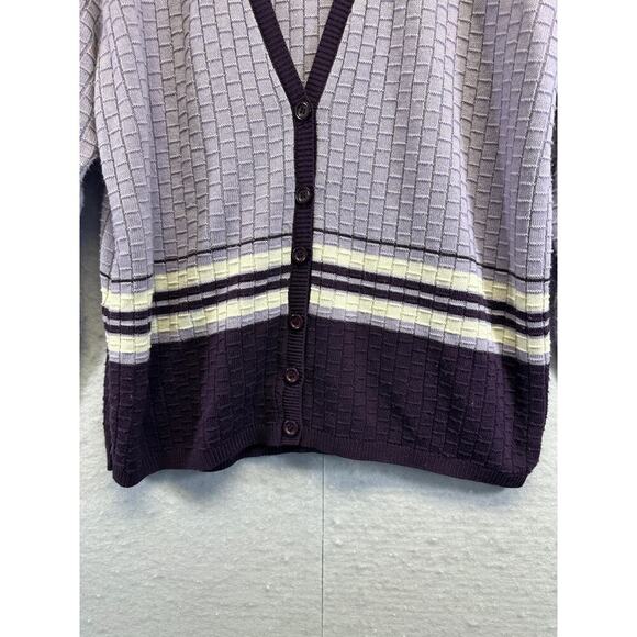 Vintage Alfred Dunner Stunner! Purple Cardigan Faux 2 Pc GrannyCore Size M - Picture 2 of 8